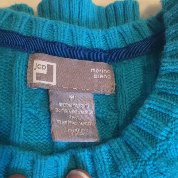 Turquoise blue cable knit sweater - Picture 5 of 5